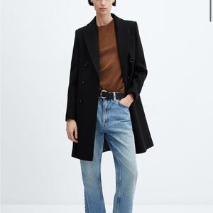 Mango Black Double-Breasted Coat